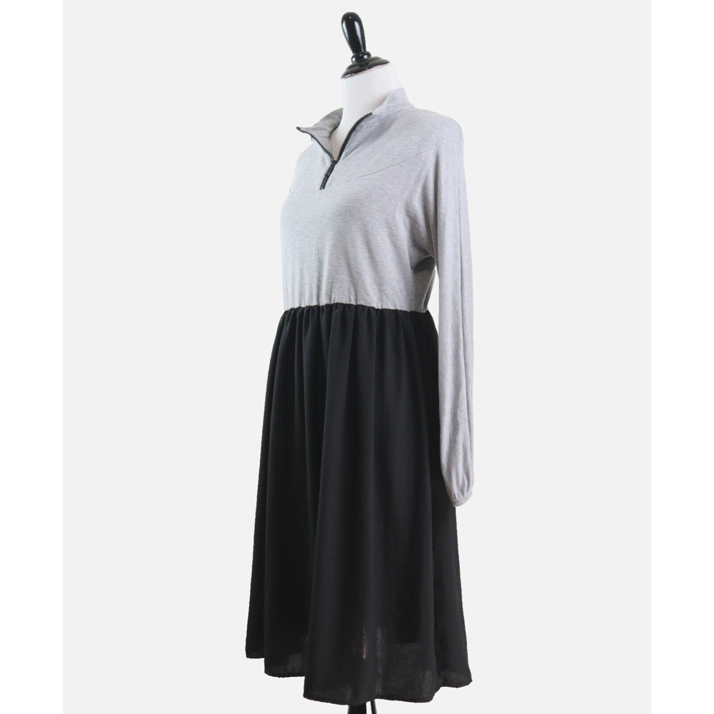 Anthropologie Amadi Size M Contrast Polo Midi Dress Gray Black